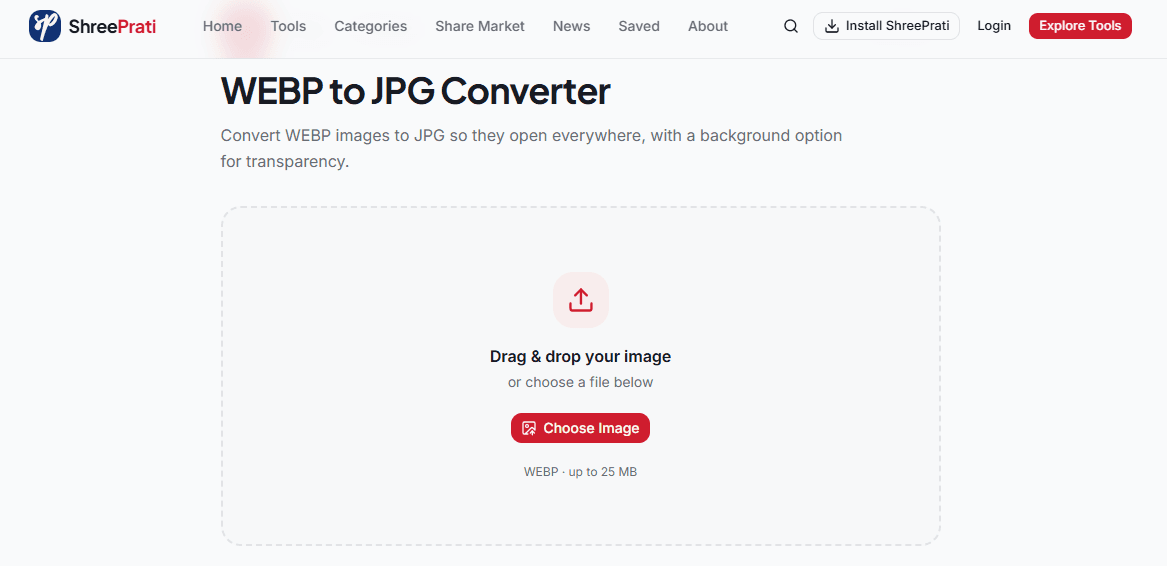 ShreePrati WEBP to JPG converter